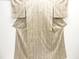 未使用品　縞に花模様手織り紬着物